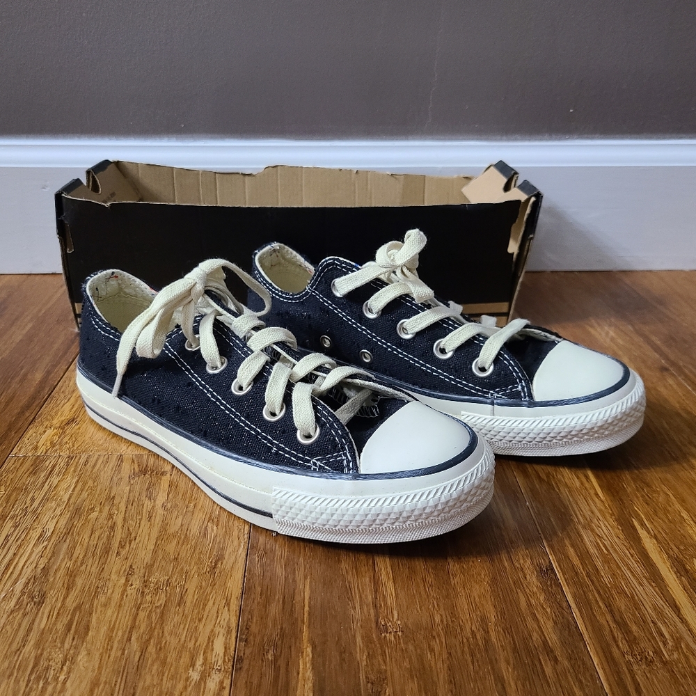 NEW Converse Chuck Taylor All Star OX Black Shimmer Distressed Women’s 5/Kids 3
